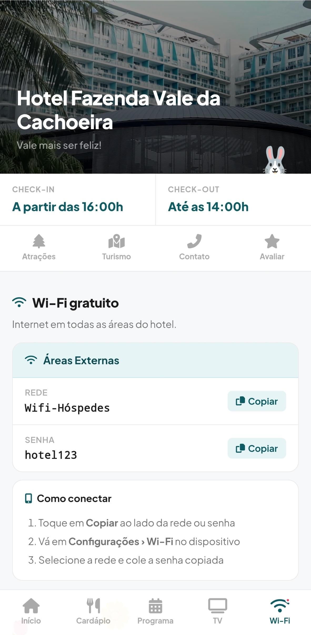 App do hóspede - tela 2