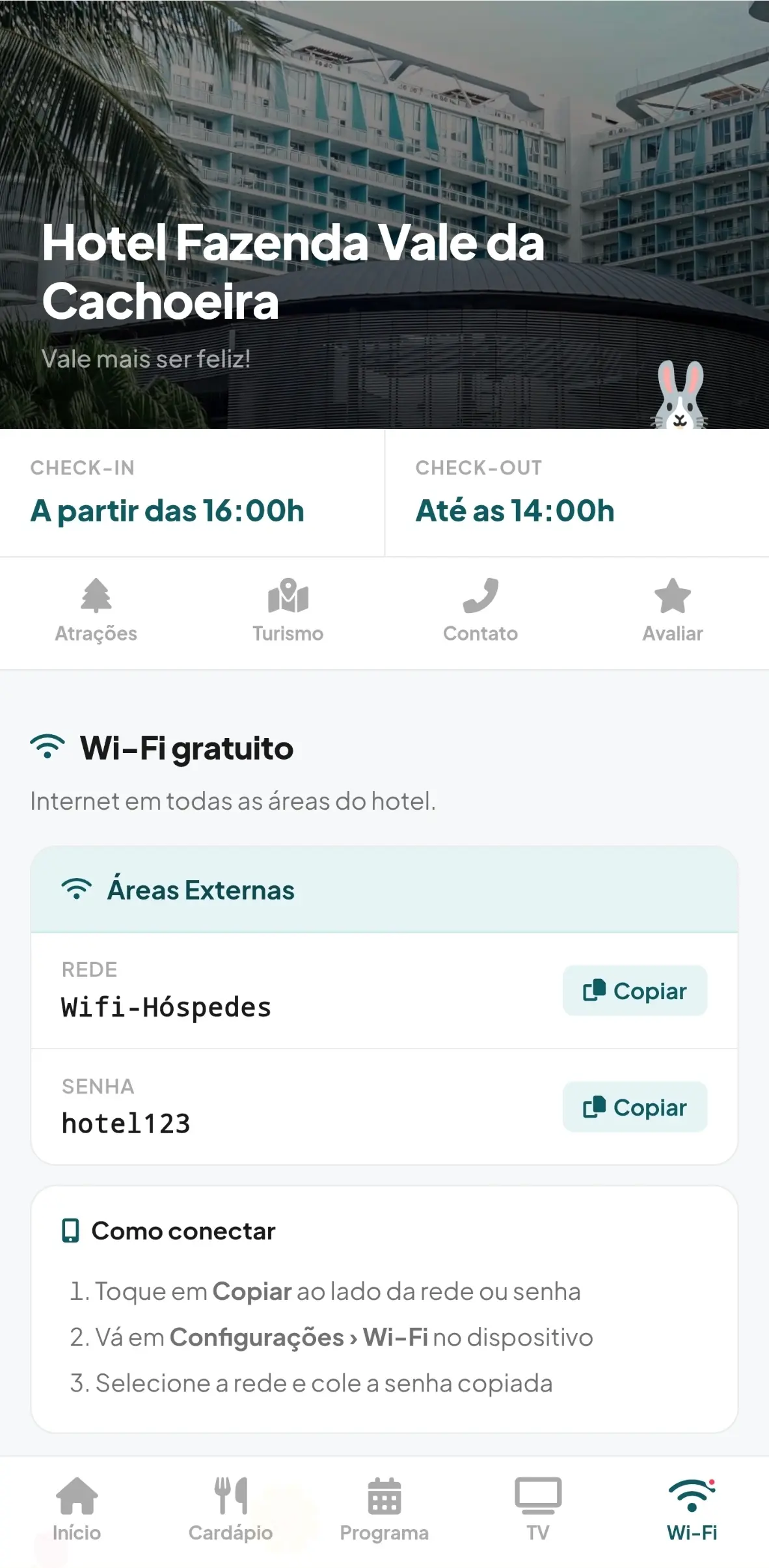 App do hóspede - tela 2