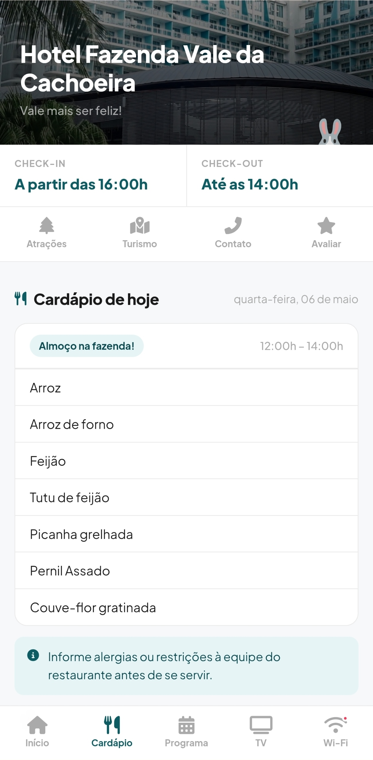 App do hóspede - tela 3